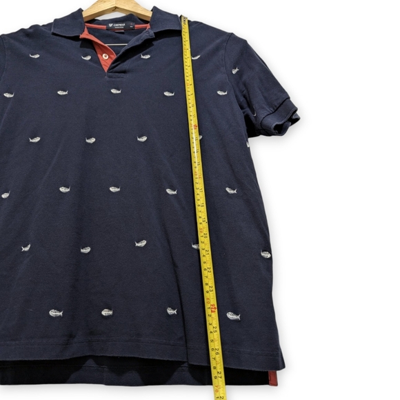 Cremieux 38 Cotton Short Sleeve Blue Polo Shirt Mens Size Large Fishbone Pattern - Picture 5 of 5